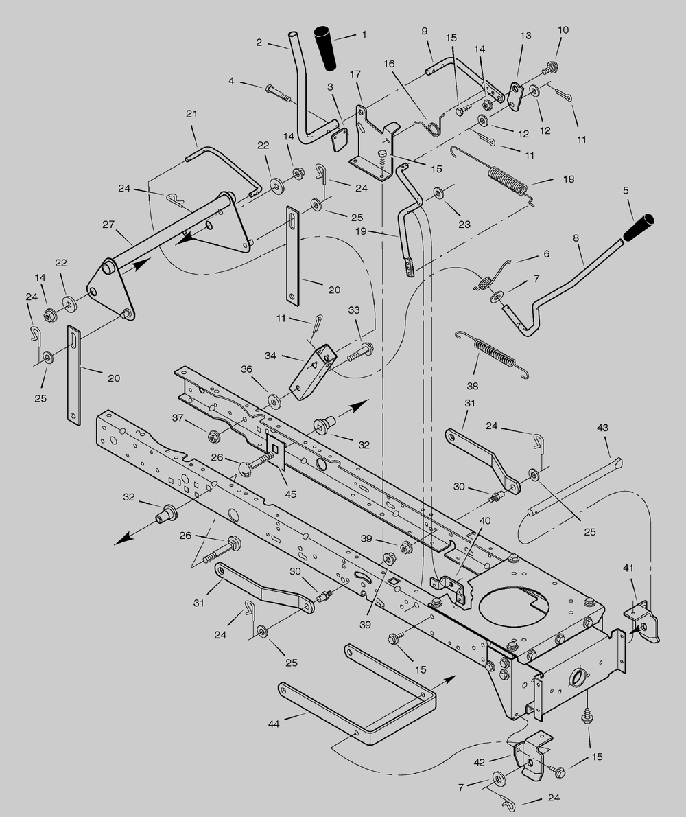 Mower Housing Suspension Diagram and Parts List for 425001X8A 2004 Briggs and Stratton Lawn Tractor